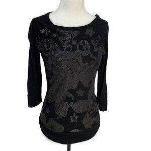 REQUEST🖤3/4 Length Sleeve T-Shirt Graphic Black Size XS